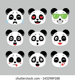 Cute Panda Emoticon Vector Set