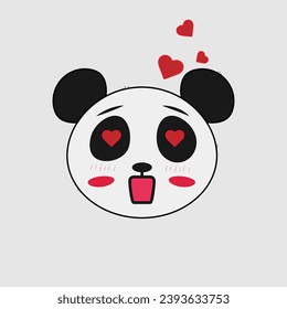 Cute panda with emotions, vector design
