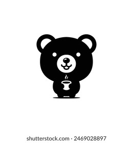 cute panda enjoying a cup of coffee