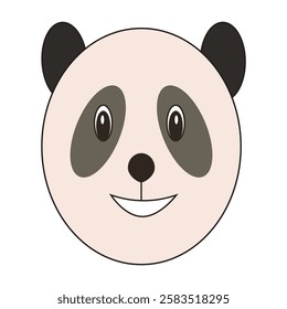 Cute panda face with big eyes and a happy expression. Vector illustration.