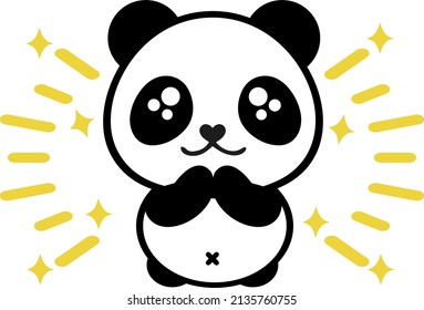 cute panda face with bright light