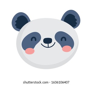 cute panda face cartoon character on white background vector illustration