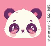 cute panda face cartoon  illustration, pink background