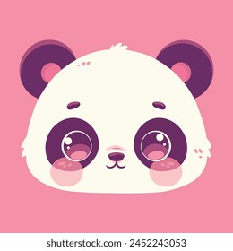 cute panda face cartoon  illustration, pink background