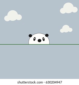 Cute panda face. Cartoon wallpaper.