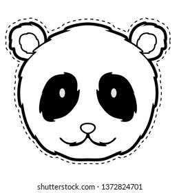 Cute panda face dotted sticker. Vector illustration design