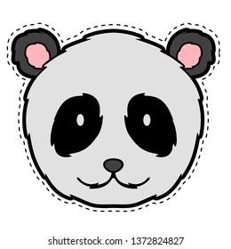 Cute panda face dotted sticker. Vector illustration design