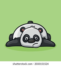 cute panda face down tired, cartoon style