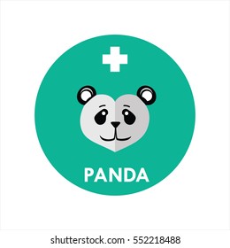 Cute Panda Face Flat Design Icon Illustration