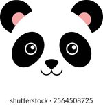 a cute panda face in flat vector style featuring