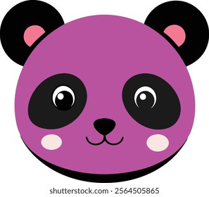 a cute panda face in flat vector style featuring