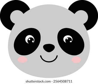 a cute panda face in flat vector style featuring