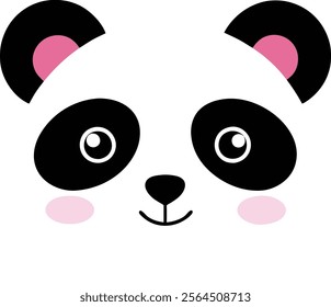 a cute panda face in flat vector style featuring