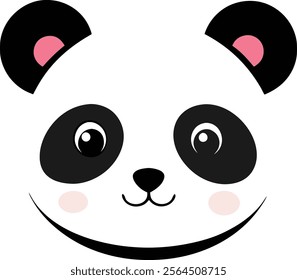 a cute panda face in flat vector style featuring