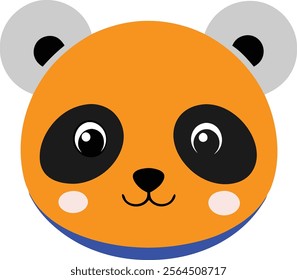 a cute panda face in flat vector style featuring