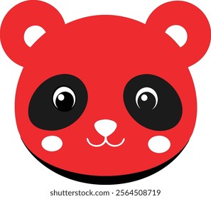 a cute panda face in flat vector style featuring