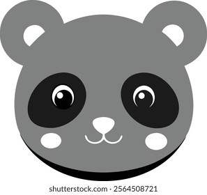 a cute panda face in flat vector style featuring