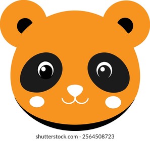 a cute panda face in flat vector style featuring