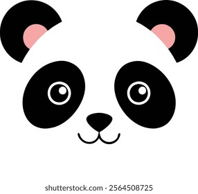 a cute panda face in flat vector style featuring