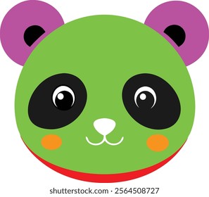 a cute panda face in flat vector style featuring