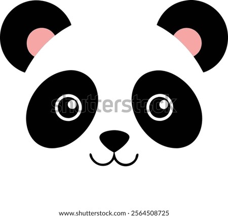 a cute panda face in flat vector style featuring