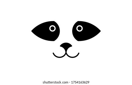 Cute Panda face fullscreen vector illustration. Symbols Made with golden ratio technique. Black and white isolated animal emoji.