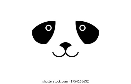 Cute Panda face fullscreen vector illustration. Symbols Made with golden ratio technique. Black and white isolated animal emoji.