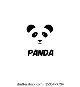 Cute Panda Face, Head Logo Design Illustration