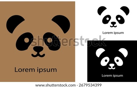 Cute panda face icon logo vector illustration design