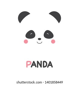 Cute panda face and inscription panda. Vector