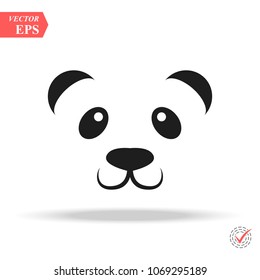 Cute panda face isolated on white background. Flat style eps