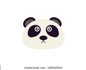 Cute panda face isolated on white background. Flat style