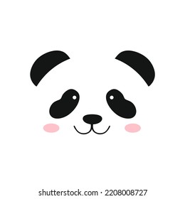 Cute panda face isolated on white background. Beautifull Panda head in flat minimal style. Cartoon animal template for kids or babies t shirt design, Fashion print graphic. Flat vector illustration