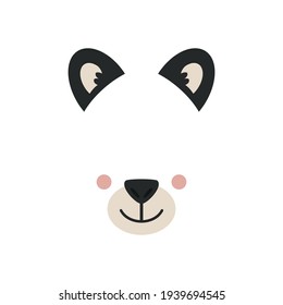 Cute panda face. Mask. Vector illustration isolated on white background.
