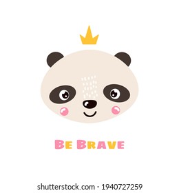 Cute panda face on isolated background. Cute vector illustration in hand drawn style. Suitable for cards, invitations, posters, prints, scrapbooking.