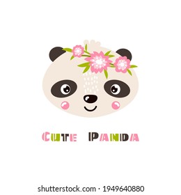 Cuesta cara de panda sobre un fondo aislado. Ilustración vectorial en estilo dibujado a mano. Adecuado para tarjetas, invitaciones, carteles, impresiones, scrapbooking.