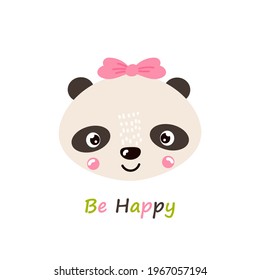 Cute panda face on isolated background. Cute vector illustration in hand drawn style. Suitable for cards, invitations, posters, prints, scrapbooking.