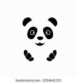 Cute panda face on white background