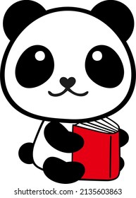 cara de panda linda con el corazón rojo 