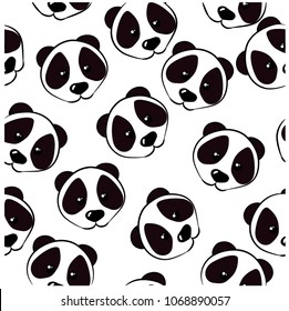 Cute panda face. Seamless cartoon wallpaper