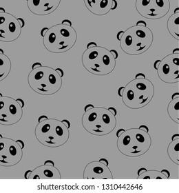 Cute panda face. Seamless cartoon wallpaper. Colorful