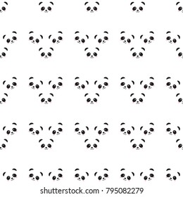 Cute panda face. Seamless wallpaper