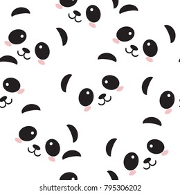 Cute panda face. Seamless wallpaper