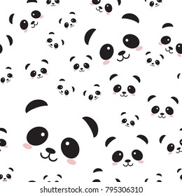 Cute Panda Face Seamless Wallpaper Cartoon Stock Vector (Royalty Free)  795306310 | Shutterstock