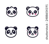 Cute Panda Face silhouette Vector Icon