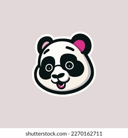 Cute panda face sticker. Vector illustration in cartoon style.  flat color style