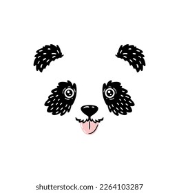 cute panda face with tongueon a white background. Vector flat cartoon illustration.
