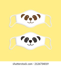 Cute Panda Face Vector Graphic Illustration In Mask Design