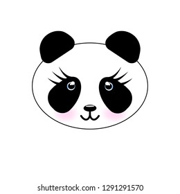 Cute Panda Face  Vector Icon