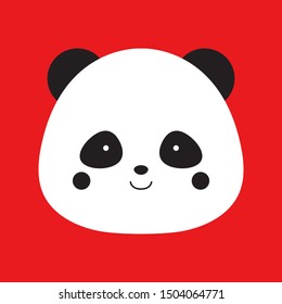 Cute panda face. Vector icon